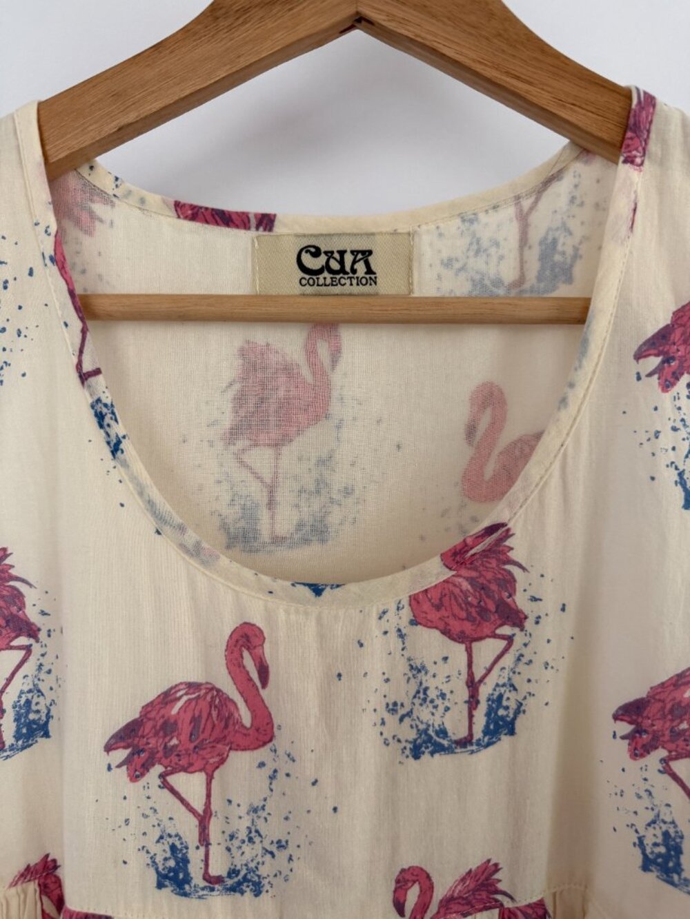 Vintage 80s 90s Pink Flamingo Japanese Cotton dress CUA Collection - Picture 2 of 6